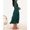 ZESICA Women’s 2026 Long Sleeve Crew Neck Ruffle Tiered Layered Chiffon Flowy Swing Long Midi Dress(Darkgreen)