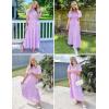 ZESICA Women’s 2026 Summer Casual Floral Print Short Flutter Sleeve Crew Neck Smocked High Waist Flowy Maxi Dress(Purple)