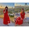 ZESICA Women’s 2026 Summer Casual Floral Print Short Flutter Sleeve Crew Neck Smocked High Waist Flowy Maxi Dress(Red)