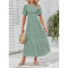 ZESICA Women’s 2026 Summer Casual Floral Print Short Flutter Sleeve Crew Neck Smocked High Waist Flowy Maxi Dress(Sage)
