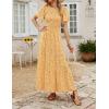 ZESICA Women’s 2026 Summer Casual Floral Print Short Flutter Sleeve Crew Neck Smocked High Waist Flowy Maxi Dress(Yellow)