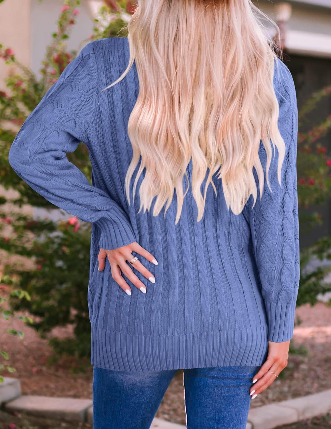 imageZESICA Womens Cardigan Sweaters 2026 Fall Button Down Open Front Cable Knit Casual Trendy Winter Clothing OuterwearDustyblue