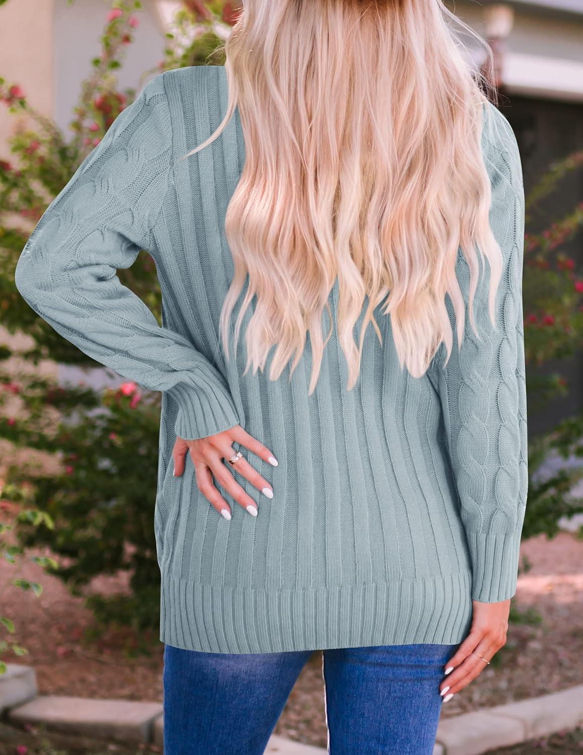 imageZESICA Womens Cardigan Sweaters 2026 Fall Button Down Open Front Cable Knit Casual Trendy Winter Clothing OuterwearSage