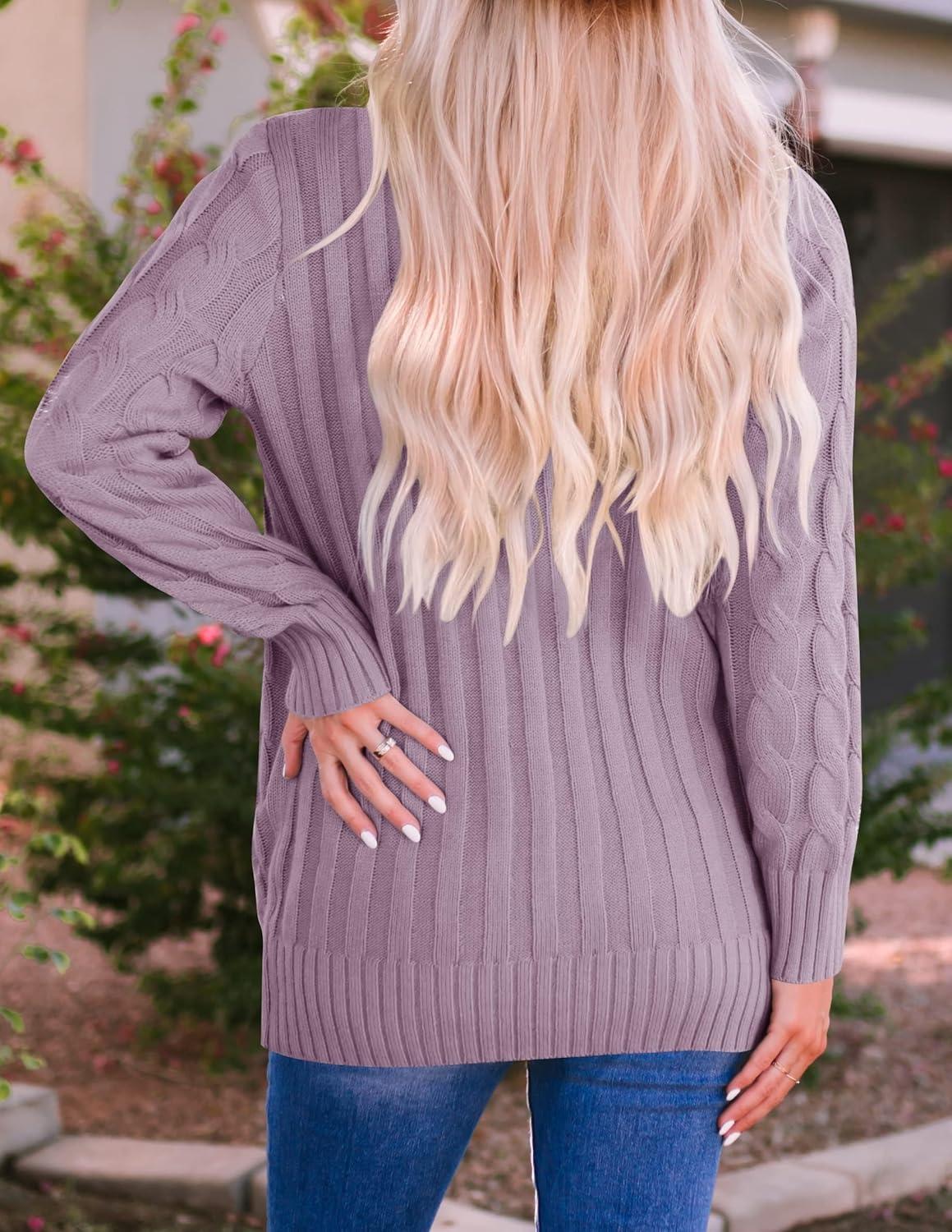 imageZESICA Womens Cardigan Sweaters 2026 Fall Button Down Open Front Cable Knit Casual Trendy Winter Clothing OuterwearTaro