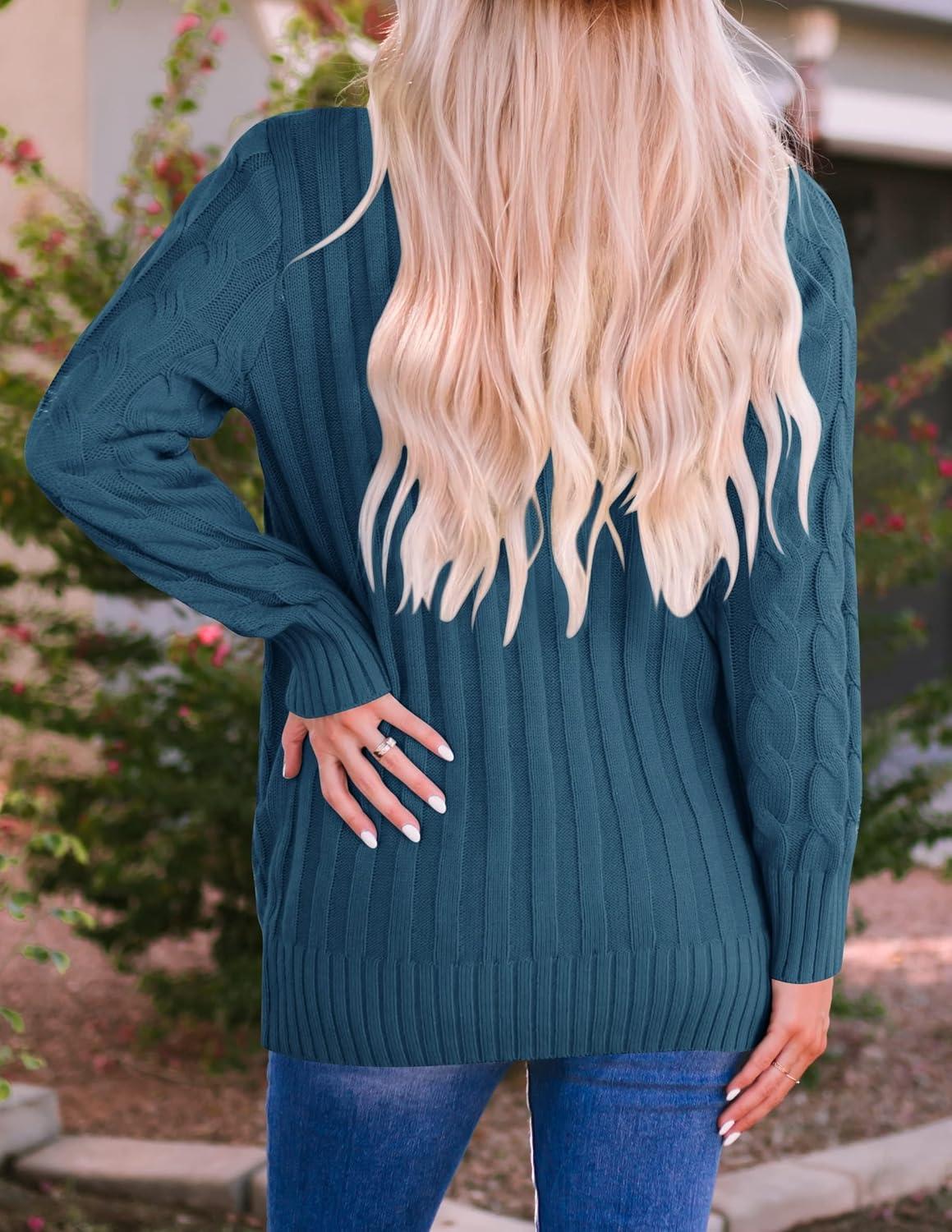 imageZESICA Womens Cardigan Sweaters 2026 Fall Button Down Open Front Cable Knit Casual Trendy Winter Clothing OuterwearTeal