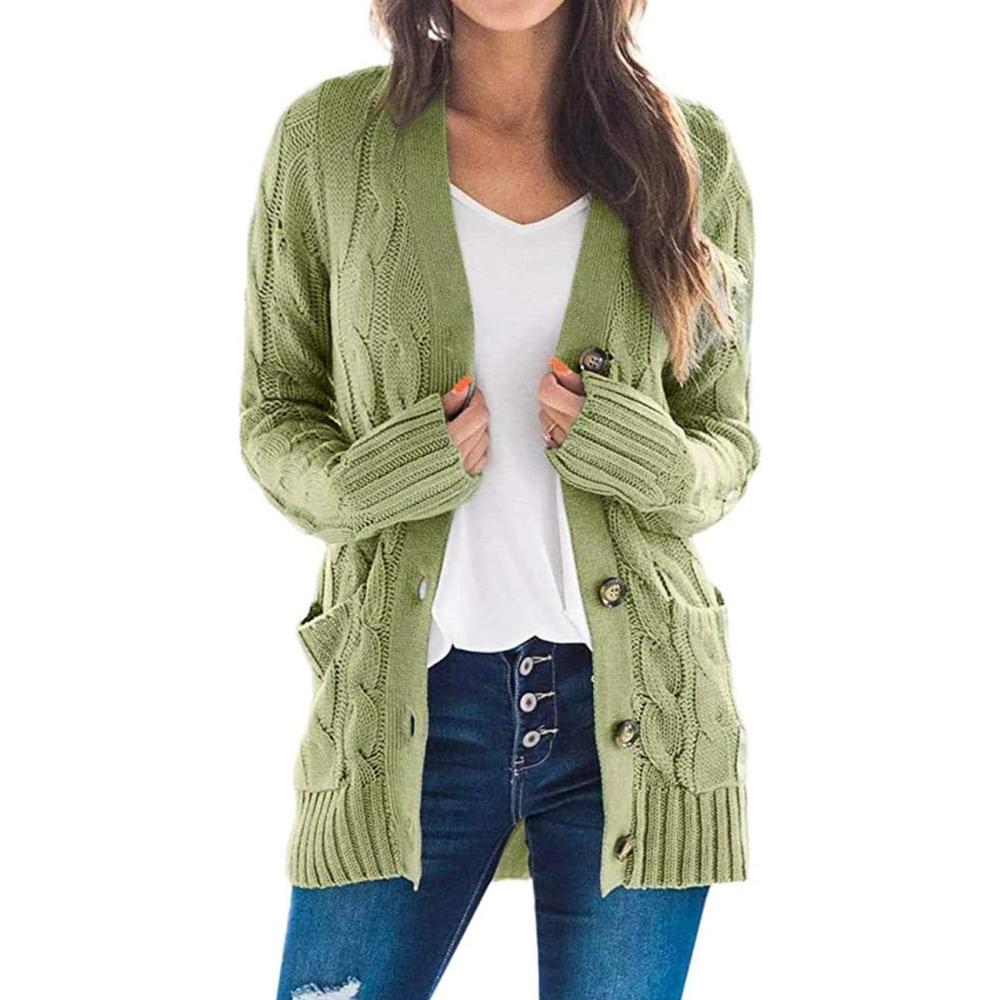 imageZESICA Womens Cardigan Sweaters 2026 Fall Button Down Open Front Cable Knit Casual Trendy Winter Clothing OuterwearOlive
