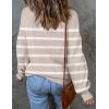 ZESICA Women’s 2026 Fall Fashion Turtleneck Long Sleeve Striped Ribbed Knit Loose Pullover Sweater Tops(Almond)