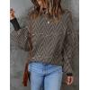 ZESICA Women’s 2026 Fall Fashion Turtleneck Long Sleeve Striped Ribbed Knit Loose Pullover Sweater Tops(Brownstripe)