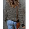 ZESICA Women’s 2026 Fall Fashion Turtleneck Long Sleeve Striped Ribbed Knit Loose Pullover Sweater Tops(Brownstripe)