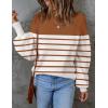 ZESICA Women’s 2026 Fall Fashion Turtleneck Long Sleeve Striped Ribbed Knit Loose Pullover Sweater Tops(Caramel)