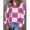 ZESICA Women’s 2026 Fall Fashion Turtleneck Long Sleeve Striped Ribbed Knit Loose Pullover Sweater Tops(Eggplant)