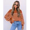 ZESICA Women’s 2026 Fall Fashion Turtleneck Long Sleeve Striped Ribbed Knit Loose Pullover Sweater Tops(Maple)
