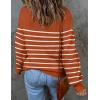 ZESICA Women’s 2026 Fall Fashion Turtleneck Long Sleeve Striped Ribbed Knit Loose Pullover Sweater Tops(Maple)