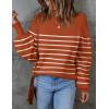 ZESICA Women’s 2026 Fall Fashion Turtleneck Long Sleeve Striped Ribbed Knit Loose Pullover Sweater Tops(Maple)