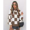 ZESICA Women’s 2026 Fall Fashion Turtleneck Long Sleeve Striped Ribbed Knit Loose Pullover Sweater Tops(Mocha)