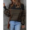 ZESICA Women’s 2026 Fall Fashion Turtleneck Long Sleeve Striped Ribbed Knit Loose Pullover Sweater Tops(Taupe)