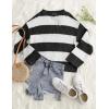 ZESICA Women’s 2026 Fall Long Sleeve Oversized Striped Color Block Comfy Loose Crew Neck Knitted Pullover Sweater(Blackstriped)