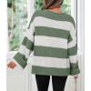 ZESICA Women’s 2026 Fall Long Sleeve Oversized Striped Color Block Comfy Loose Crew Neck Knitted Pullover Sweater(Green)