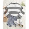 ZESICA Women’s 2026 Fall Long Sleeve Oversized Striped Color Block Comfy Loose Crew Neck Knitted Pullover Sweater(Grey)
