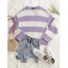 ZESICA Women’s 2026 Fall Long Sleeve Oversized Striped Color Block Comfy Loose Crew Neck Knitted Pullover Sweater(Lightpurple)