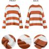 ZESICA Women’s 2026 Fall Long Sleeve Oversized Striped Color Block Comfy Loose Crew Neck Knitted Pullover Sweater(Orange)