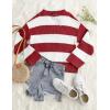 ZESICA Women’s 2026 Fall Long Sleeve Oversized Striped Color Block Comfy Loose Crew Neck Knitted Pullover Sweater(Red)