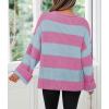 ZESICA Women’s 2026 Fall Long Sleeve Oversized Striped Color Block Comfy Loose Crew Neck Knitted Pullover Sweater(Rosypink)
