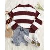 ZESICA Women’s 2026 Fall Long Sleeve Oversized Striped Color Block Comfy Loose Crew Neck Knitted Pullover Sweater(Wine)