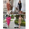 ZESICA Women’s 2026 Spring Sweater Dress V Neck Long Sleeve Ribbed Knit Tie Waist Bodycon Slim Fit Midi Dresses(Redbrown)