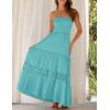 ZESICA Women’s 2026 Summer Bohemian Strapless Off Shoulder Lace Trim Backless Flowy A Line Beach Long Maxi Dress(Aqua)