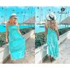 ZESICA Women’s 2026 Summer Bohemian Strapless Off Shoulder Lace Trim Backless Flowy A Line Beach Long Maxi Dress(Aqua)