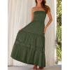 ZESICA Women’s 2026 Summer Bohemian Strapless Off Shoulder Lace Trim Backless Flowy A Line Beach Long Maxi Dress(Armygreen)