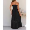 ZESICA Women’s 2026 Summer Bohemian Strapless Off Shoulder Lace Trim Backless Flowy A Line Beach Long Maxi Dress(Black)