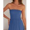 ZESICA Women’s 2026 Summer Bohemian Strapless Off Shoulder Lace Trim Backless Flowy A Line Beach Long Maxi Dress(Blue)