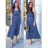 ZESICA Women’s 2026 Summer Bohemian Strapless Off Shoulder Lace Trim Backless Flowy A Line Beach Long Maxi Dress(Blue)