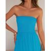 ZESICA Women’s 2026 Summer Bohemian Strapless Off Shoulder Lace Trim Backless Flowy A Line Beach Long Maxi Dress(Cobalt)