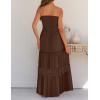 ZESICA Women’s 2026 Summer Bohemian Strapless Off Shoulder Lace Trim Backless Flowy A Line Beach Long Maxi Dress(Coffee)