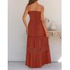 ZESICA Women’s 2026 Summer Bohemian Strapless Off Shoulder Lace Trim Backless Flowy A Line Beach Long Maxi Dress(Darkorange)