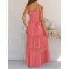 ZESICA Women’s 2026 Summer Bohemian Strapless Off Shoulder Lace Trim Backless Flowy A Line Beach Long Maxi Dress(Peach)
