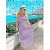 ZESICA Women’s 2026 Summer Bohemian Strapless Off Shoulder Lace Trim Backless Flowy A Line Beach Long Maxi Dress(Purple)