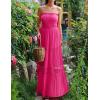 ZESICA Women’s 2026 Summer Bohemian Strapless Off Shoulder Lace Trim Backless Flowy A Line Beach Long Maxi Dress(Rose)