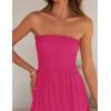ZESICA Women’s 2026 Summer Bohemian Strapless Off Shoulder Lace Trim Backless Flowy A Line Beach Long Maxi Dress(Rose)