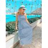 ZESICA Women’s 2026 Summer Bohemian Strapless Off Shoulder Lace Trim Backless Flowy A Line Beach Long Maxi Dress(Skyblue)