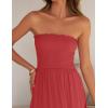ZESICA Women’s 2026 Summer Bohemian Strapless Off Shoulder Lace Trim Backless Flowy A Line Beach Long Maxi Dress(Watermelon)