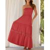 ZESICA Women’s 2026 Summer Bohemian Strapless Off Shoulder Lace Trim Backless Flowy A Line Beach Long Maxi Dress(Watermelon)