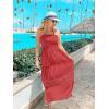 ZESICA Women’s 2026 Summer Bohemian Strapless Off Shoulder Lace Trim Backless Flowy A Line Beach Long Maxi Dress(Watermelon)