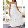 ZESICA Women’s 2026 Summer Bohemian Strapless Off Shoulder Lace Trim Backless Flowy A Line Beach Long Maxi Dress(White)
