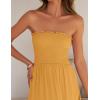 ZESICA Women’s 2026 Summer Bohemian Strapless Off Shoulder Lace Trim Backless Flowy A Line Beach Long Maxi Dress(Yellow)