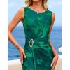 ZESICA Women’s 2026 Summer Floral Bodycon Midi Dress Sleeveless Crewneck Mesh Ruched Wedding Guest Party Long Dresses(Green)