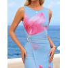 ZESICA Women’s 2026 Summer Floral Bodycon Midi Dress Sleeveless Crewneck Mesh Ruched Wedding Guest Party Long Dresses(Pink)